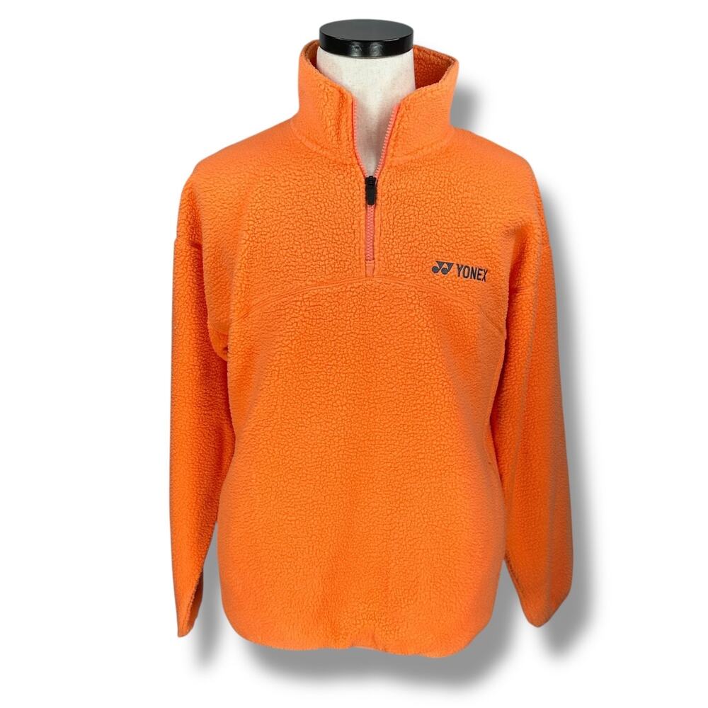 Yonex Fleece Jacket Men’s XS Orange Long Sleeve Winter Quarter Zip Outdoor
